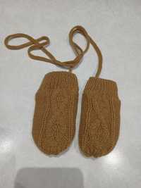 Zimowe brązowe rękawiczki niemowlęce 0-12 m-cy