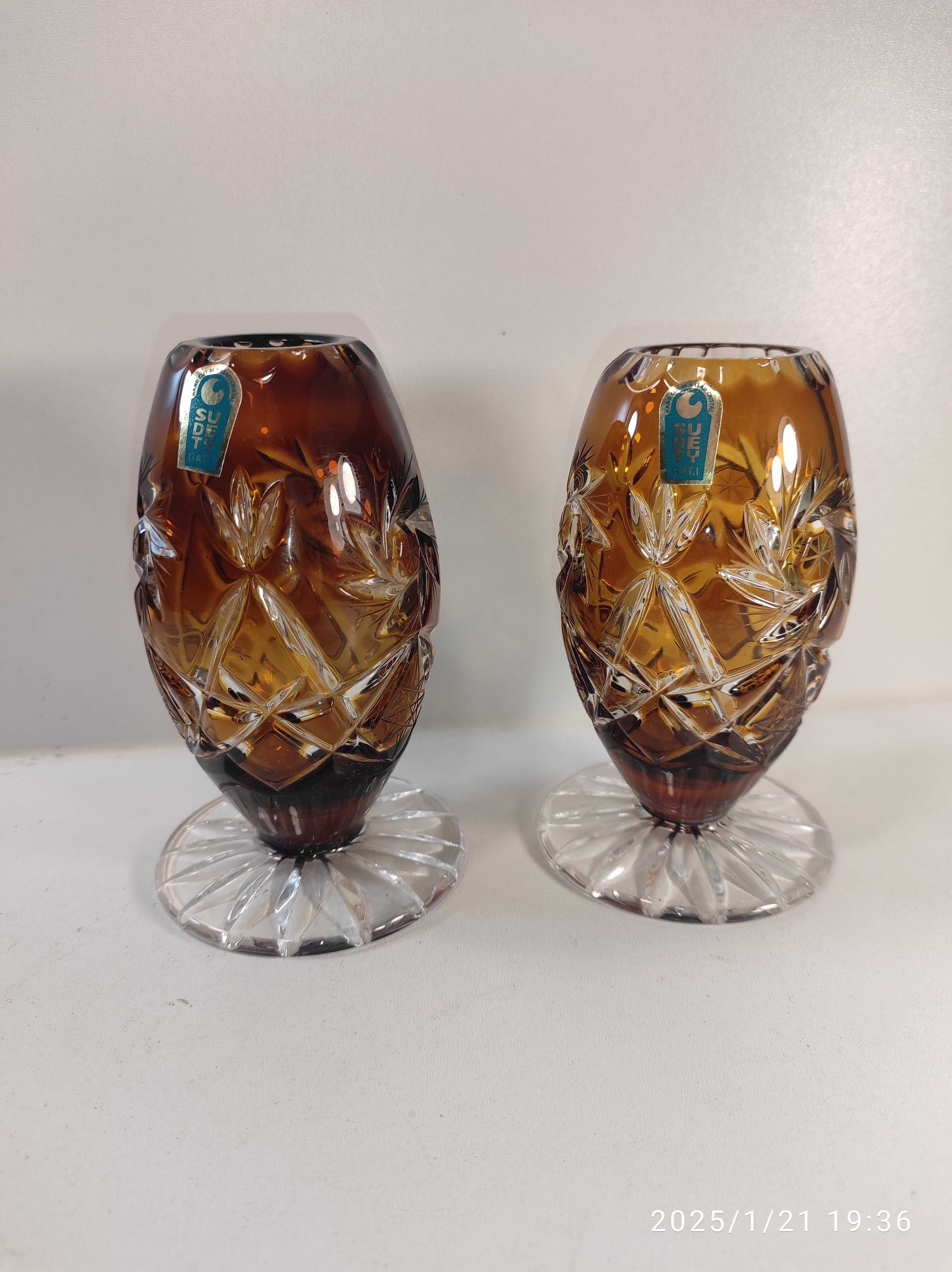 Wazon na konwalie wazonik kryształowy Huta Sudety 13cm