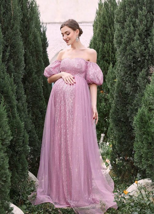 Сукня максі з паєтками для вагітної фотосесії