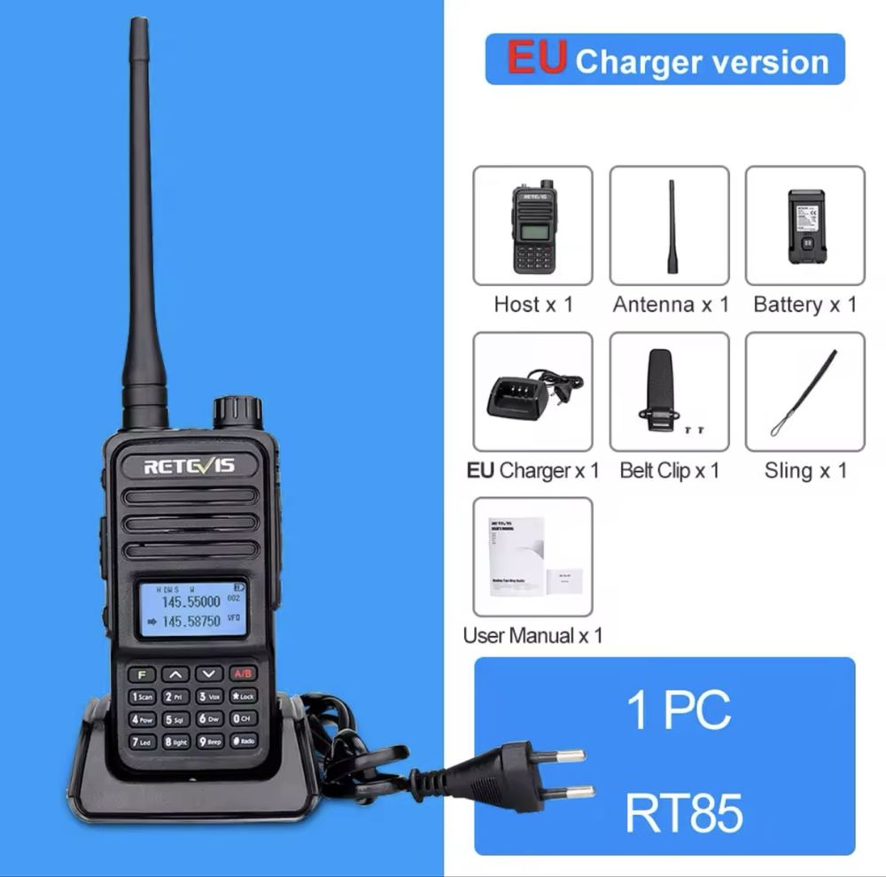 Радиостанция Retevis RT85. VHF/UHF (136-176 и 400-470 MHz) 5 Ватт.