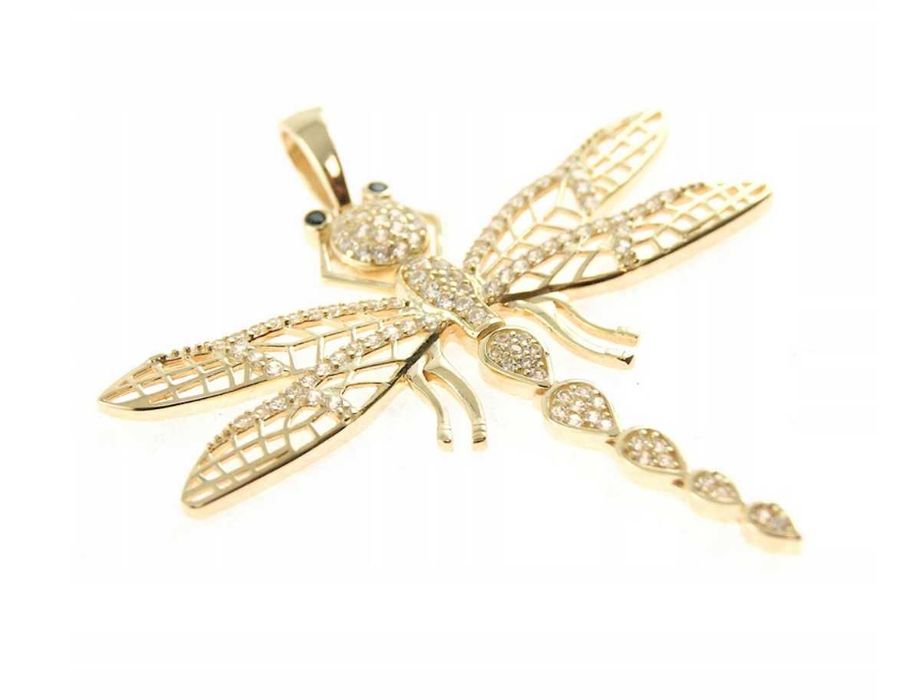 ZŁOTY WISIOREK Zawieszka Ważka z Cyrkoniami ZŁOTO p.585 NA PREZENT