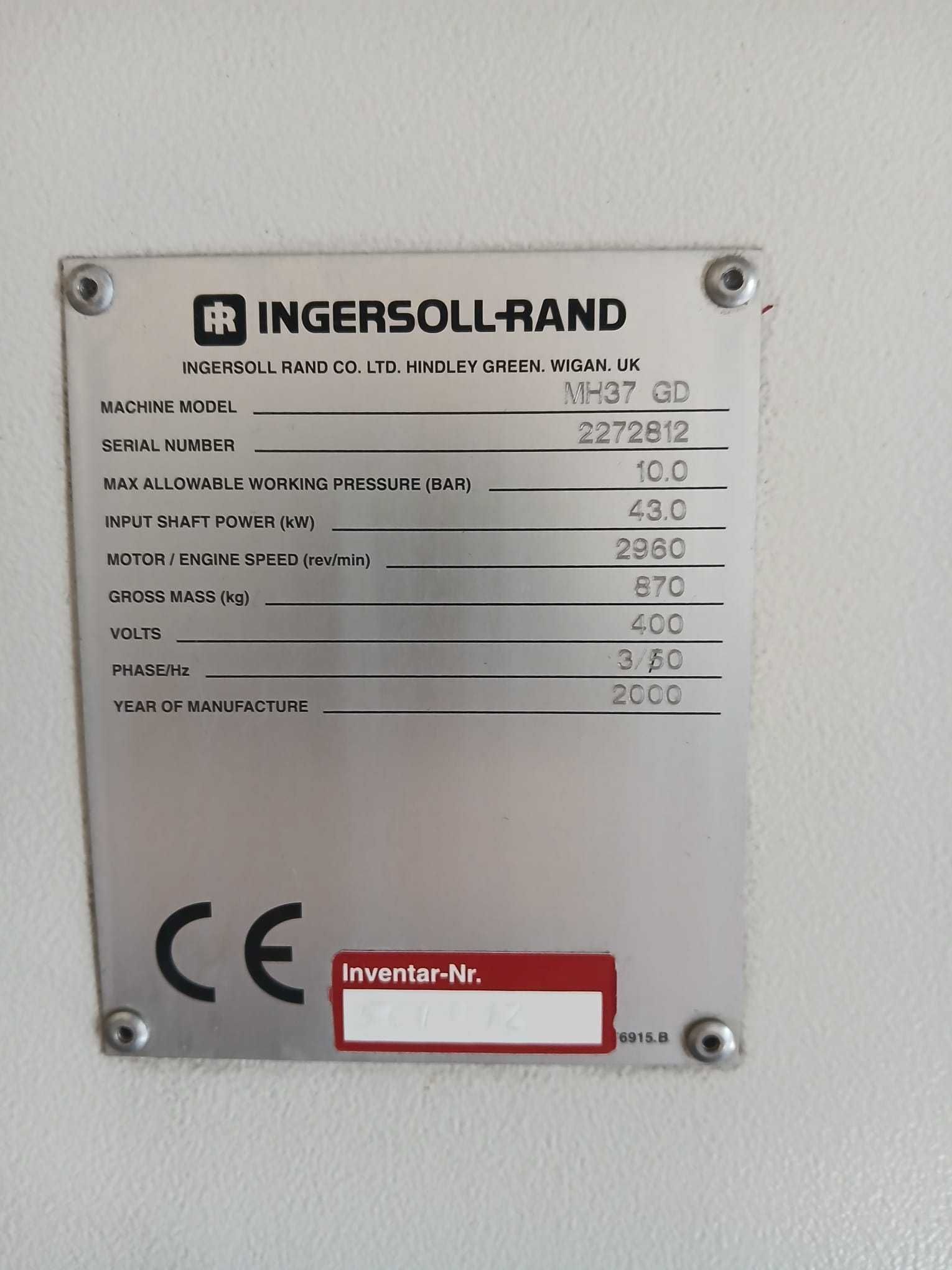 SPRAWNA!!! Sprężarka Ingersoll Rand MH37 GD, 43kW 10 bar S015037