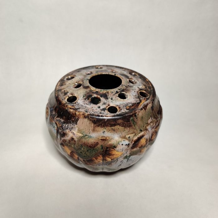 Ikebana wazon ceramika szkliwiona PRL