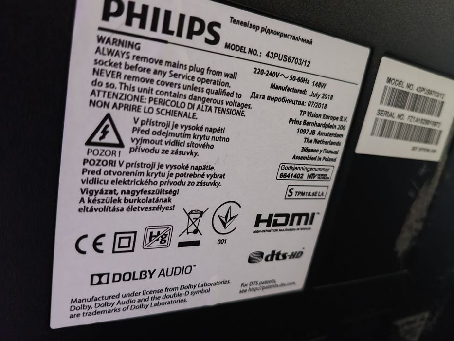 telewizor 4k Philips 43PUS6703/12