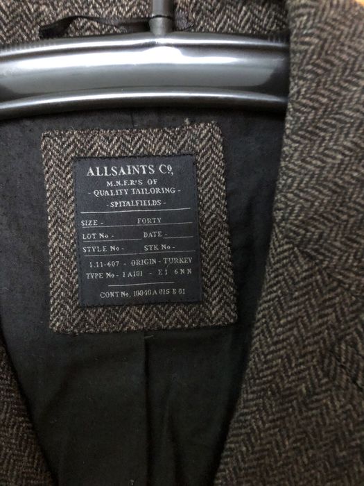 Піджак шерстяний, вовняний чоловічий Allsaints