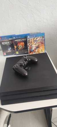 PlayStation 4 pro ps4  pad 3 gry minecraft resident evil 7 dragon b