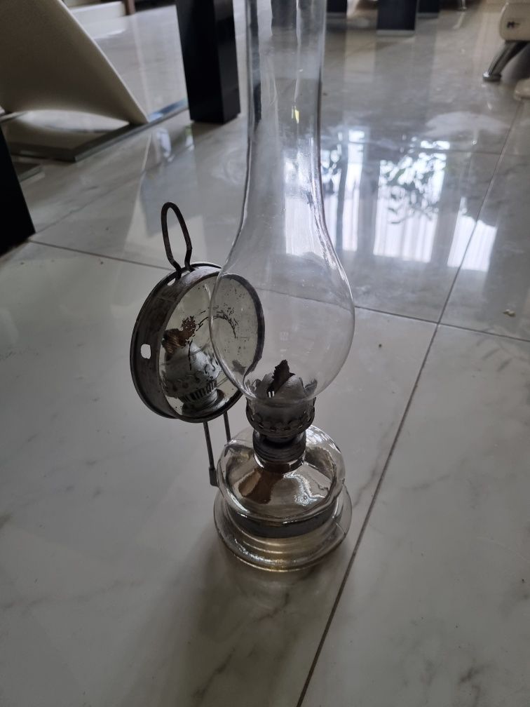 Lampa naftowa z lusterkiem PRL