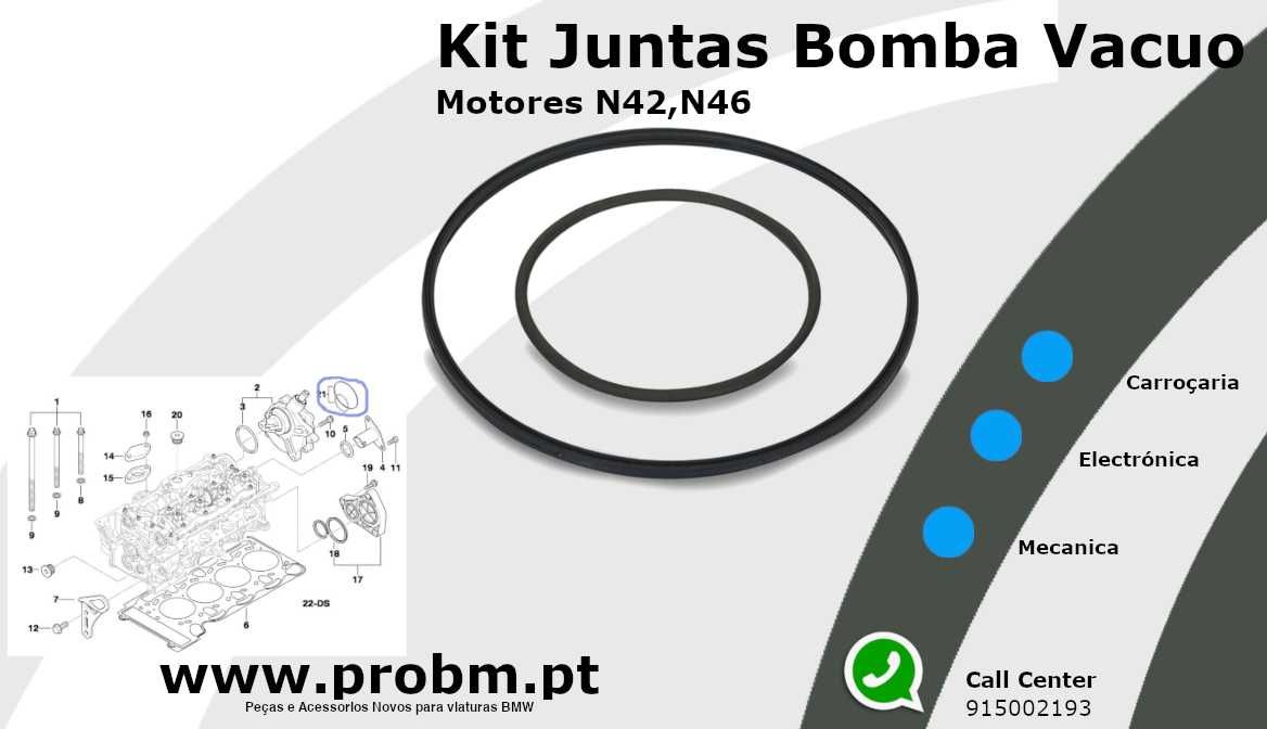 Kit Juntas Bomba Vacuo NOVO p/ motores BMW N42, N46