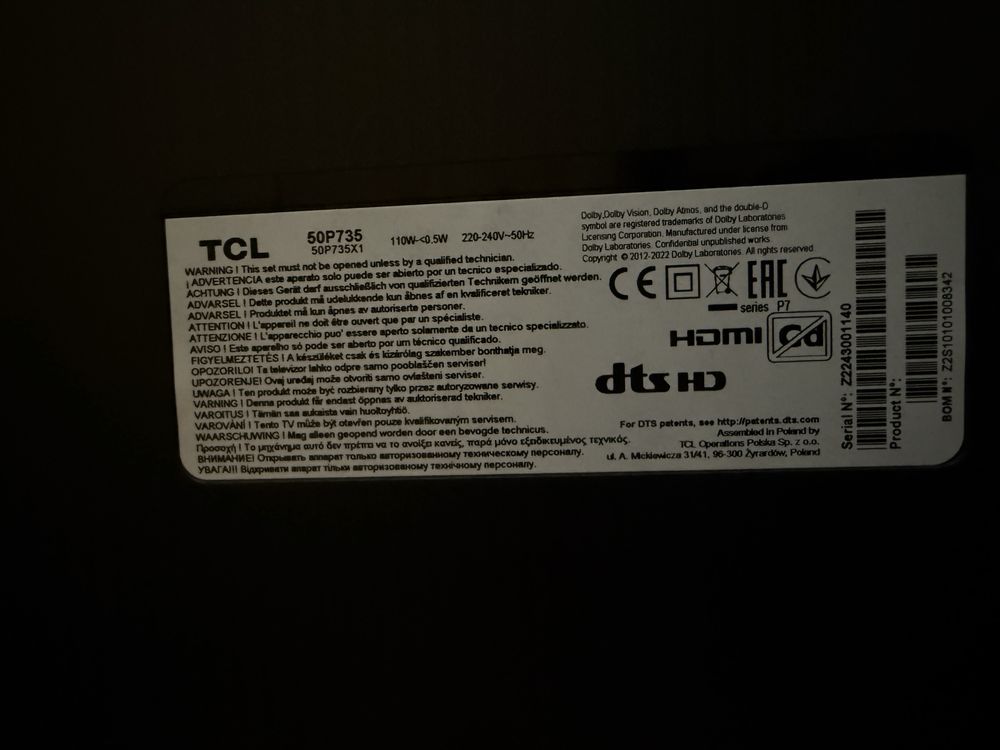 Telewizor TCL 50P735 50" LED