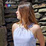 Vestido de linho branco com um colarinho bordado (Entrega Gratuita)
