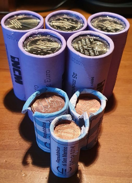 Rolos e Moedas de euros - novas UNC