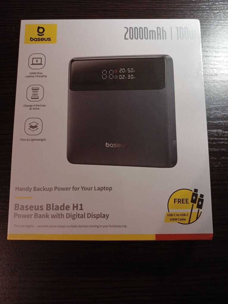 Павербанк Baseus 100W 20000mAh з дисплеєм