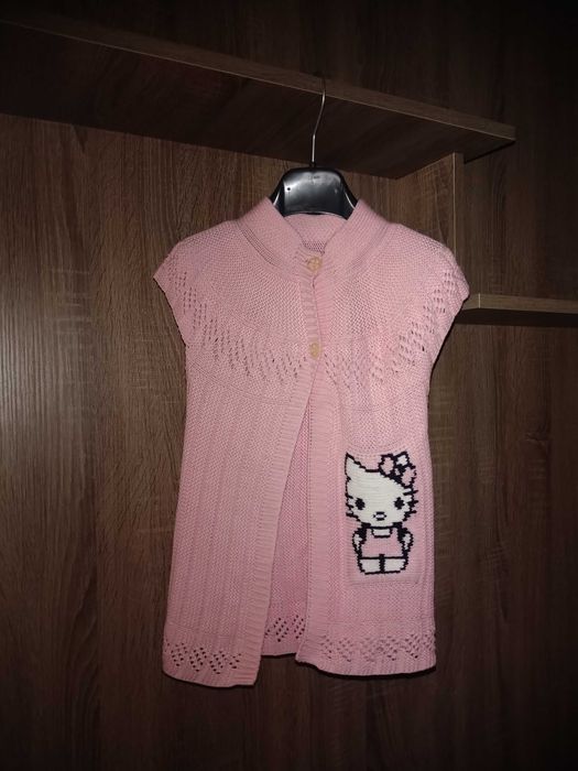 Кофта болеро накидка для девочки "Hello Kitti" 5 - 6 лет, рост 116см