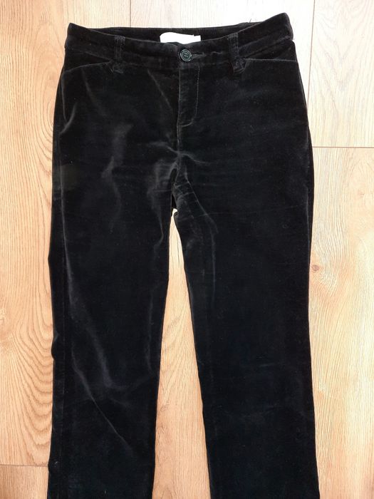 Spodnie damskie welurowe czarne dzwony rozmiar 36