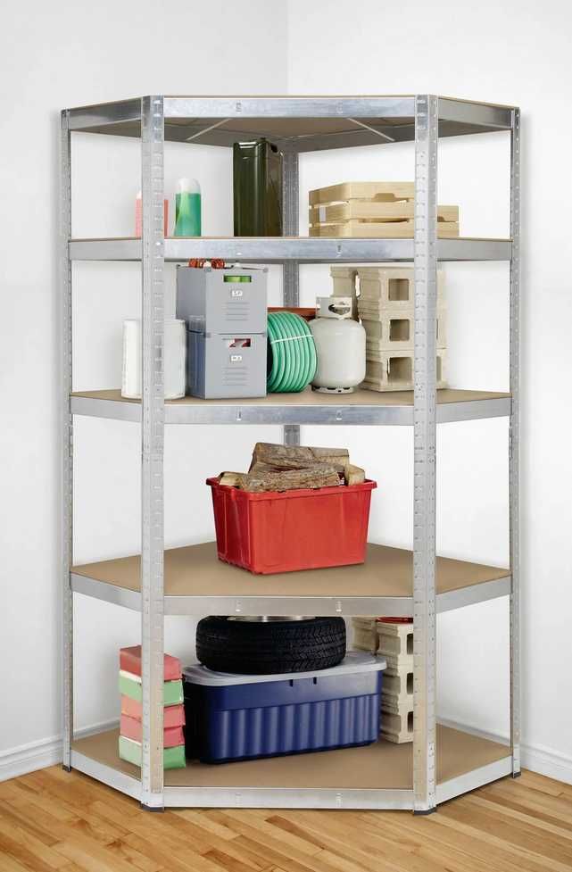 Regał narożny magazynowy 70x180x70 metal, MDF,Maks. obciążenie: 875 kg