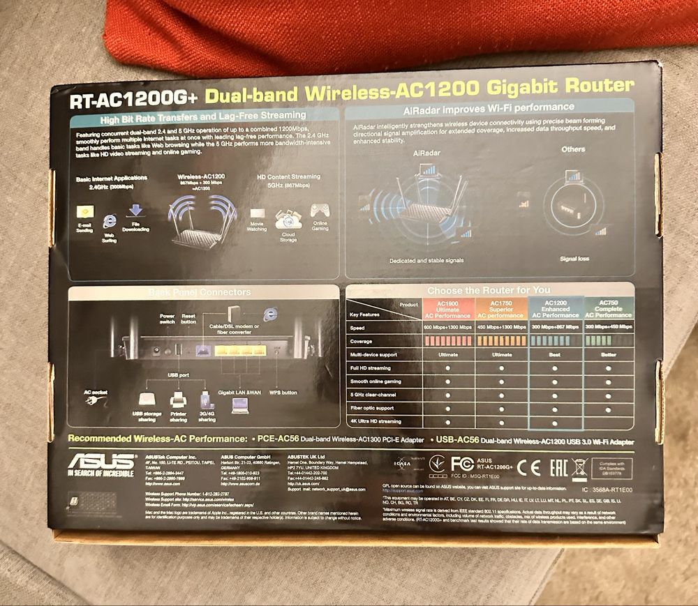 Router Asus Dual Band Wireless RT-AC1200G+ Novo