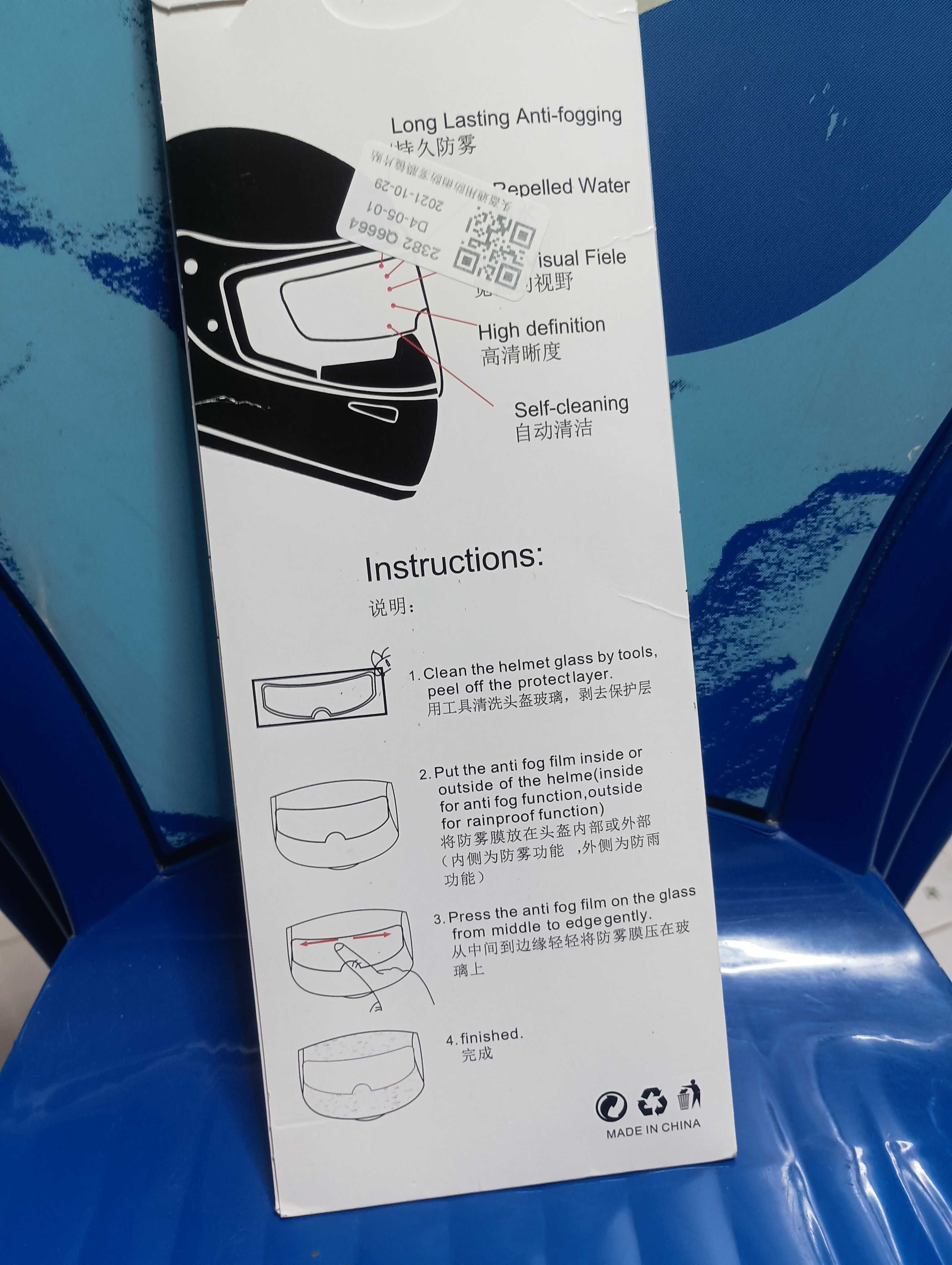 Película Anti Embaciamento para Capacete de Moto