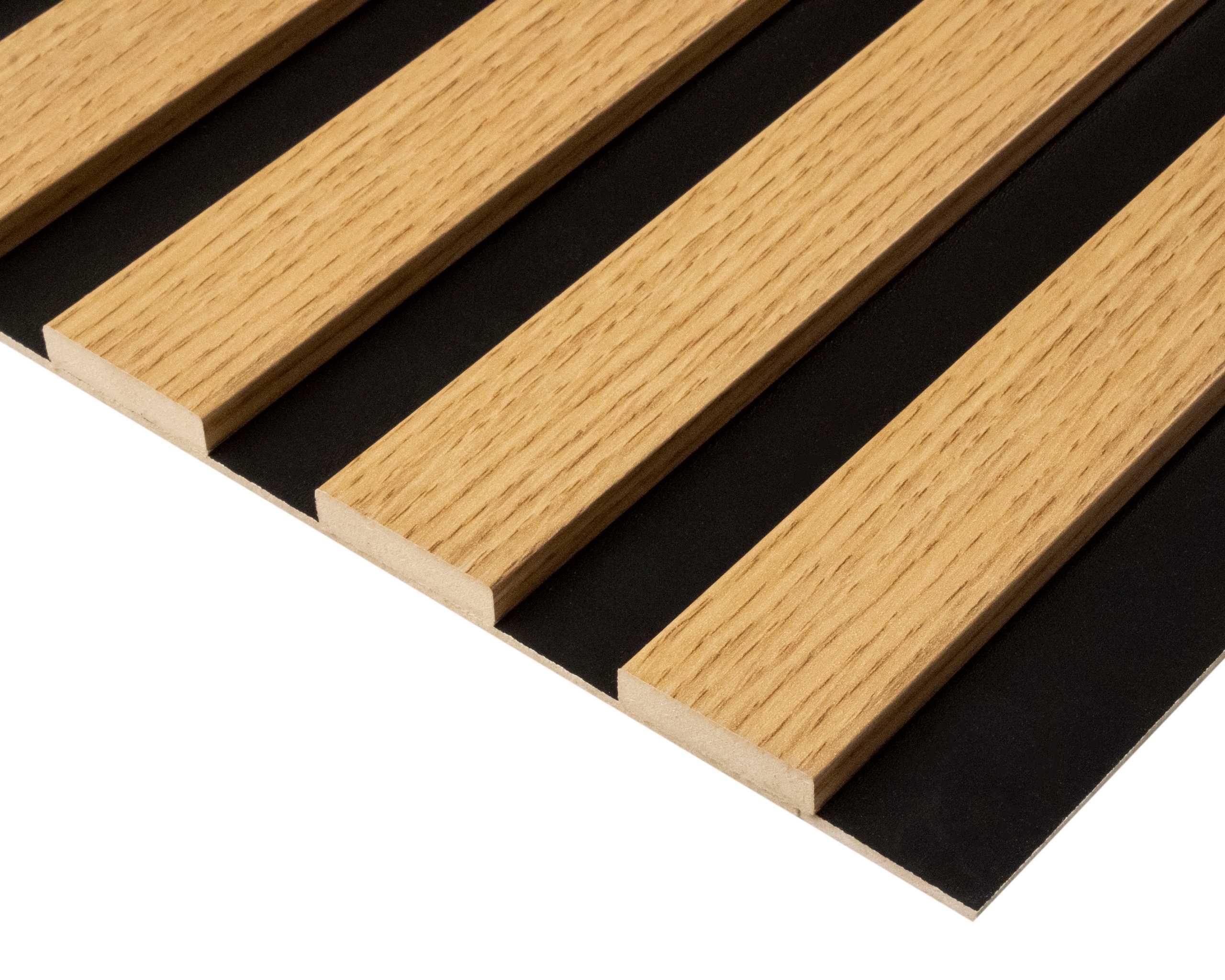 Lamele ścienne na czarnej płycie HDF - 275 cm x 59,5 cm Czarne i inne