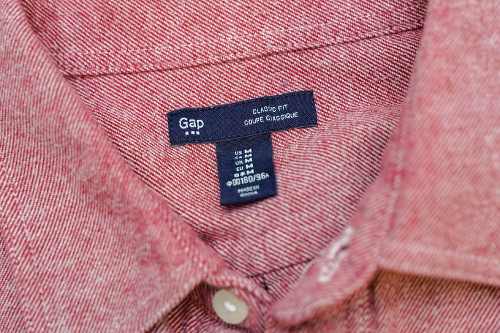 GAP | REDSTR-A | Piękna Męska Koszula Czerwień z Bielą Melanżowa r. M