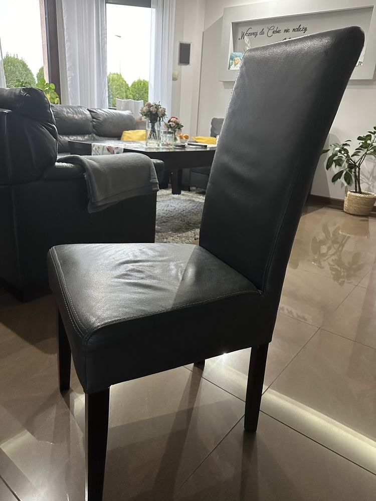 Krzesło skóra naturalna - jadalnia, salon - kolor grafit