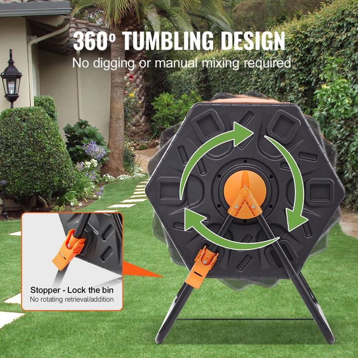 KOMPOSTOWNIK OBROTOWY BĘBNOWY 70L Wielofunkcyjny Wytrzymały Pojemnik