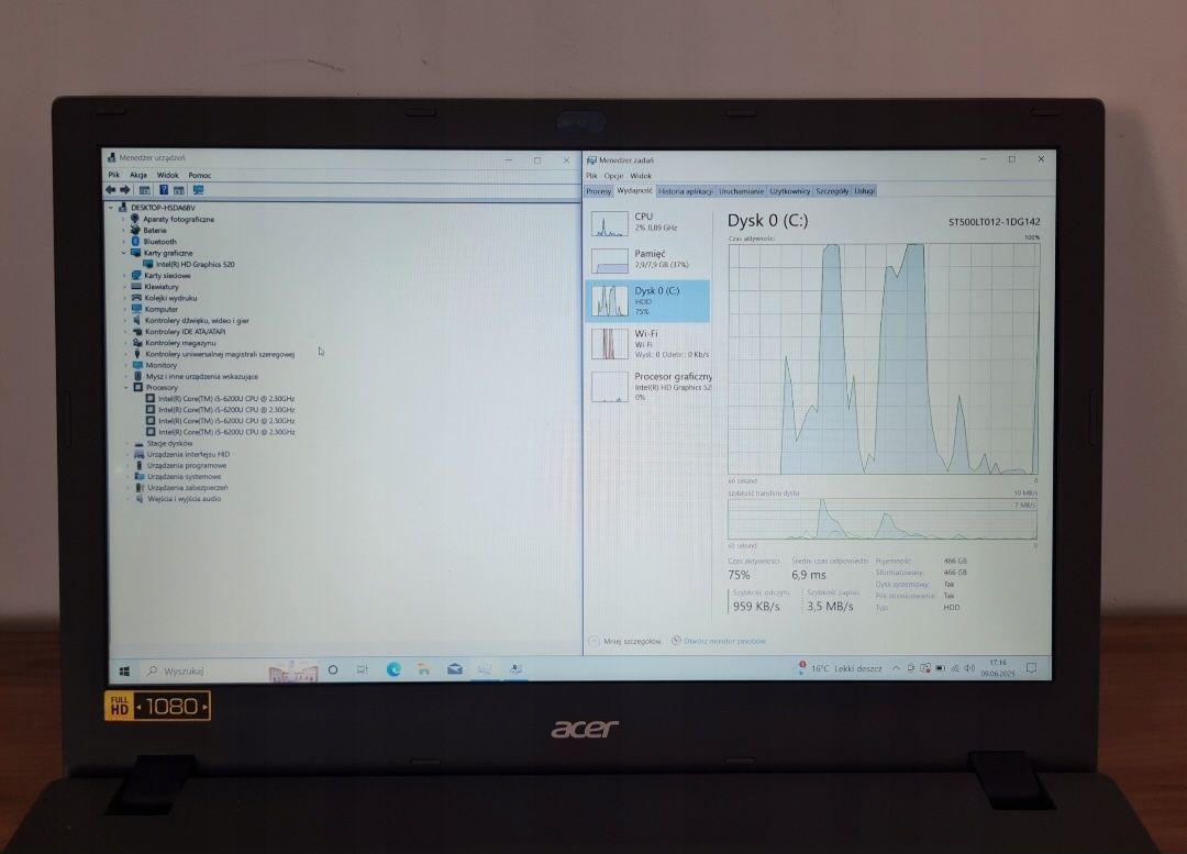 Acer Aspire E5-574 15,6" FULLHD i5-6200U 8GB/500GB
