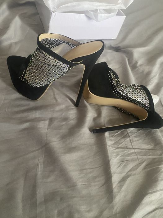 Eleganckie efektowne klapki na obcasie szpilki platforma 39