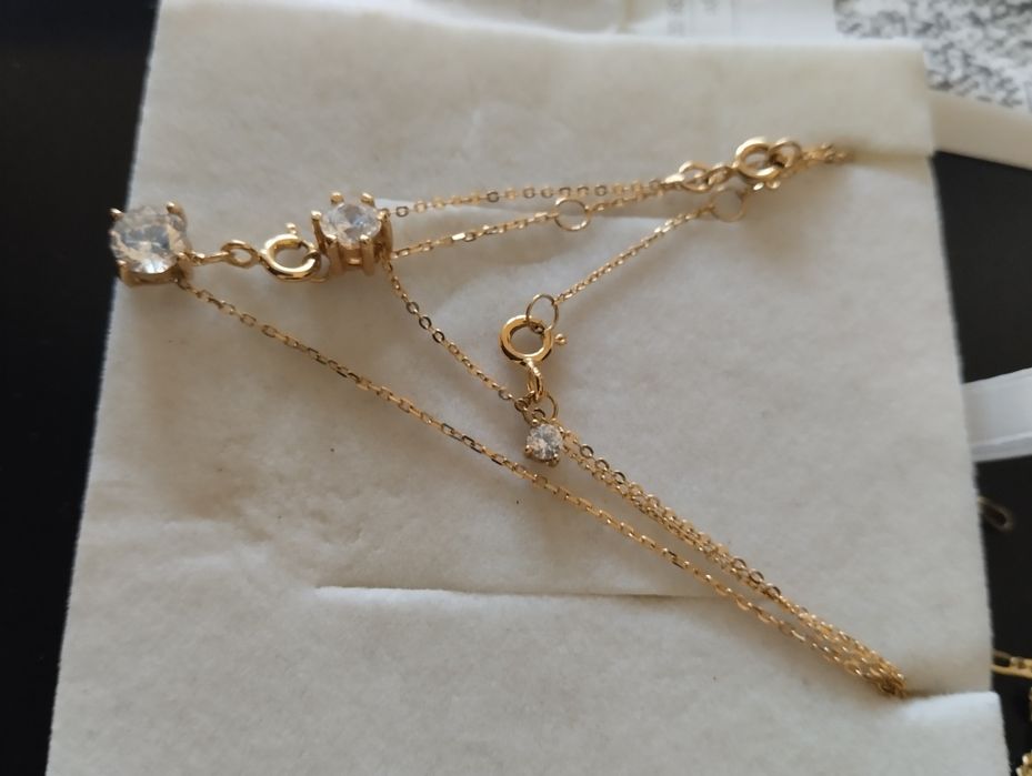 3 Colares  de ouro 19.2 k e zircônias