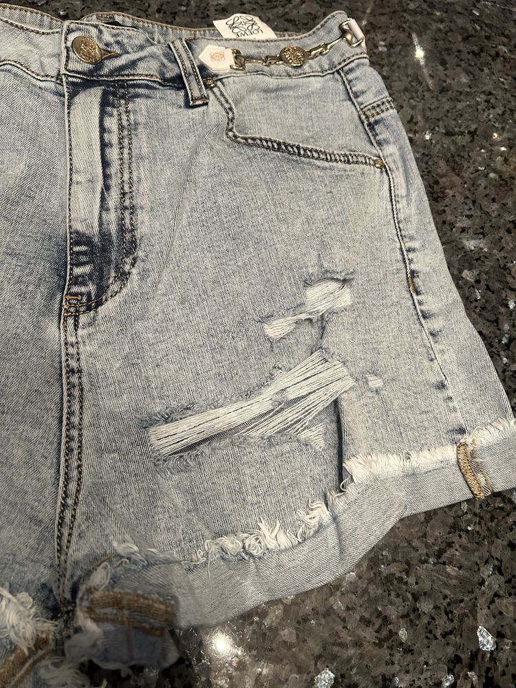 Mega spodenki Loewe jeans -zlote dodatki i przetarcia r.30/L