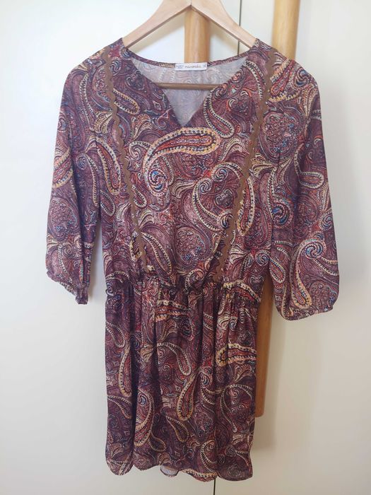Sukienka Marsala 38. Paisley, boho, etno.