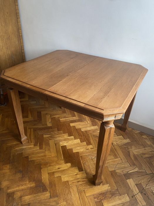 Stary stół drewniany vintage dębowy przedwojenny sładany