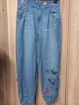 Spodnie obniżony krok hafty cienki jeans r. XS-S