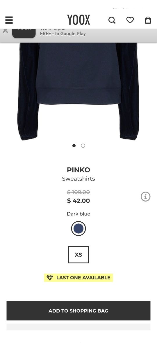 PINKO ОРИГІНАЛ. Новий жіночий світшот кофта XS-S Пінко