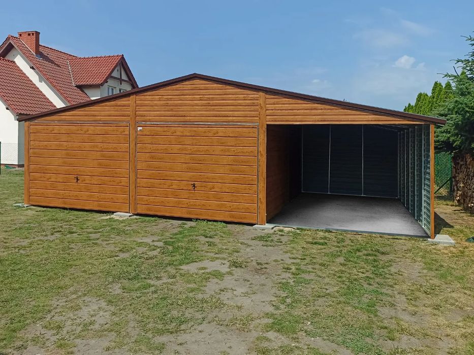 garaże drewnopodobne 9x5 garaż blaszany drewnopodobny