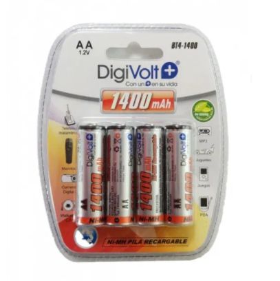 Pilhas recarregáveis Digivolt AA 1400mAh novas em caixa