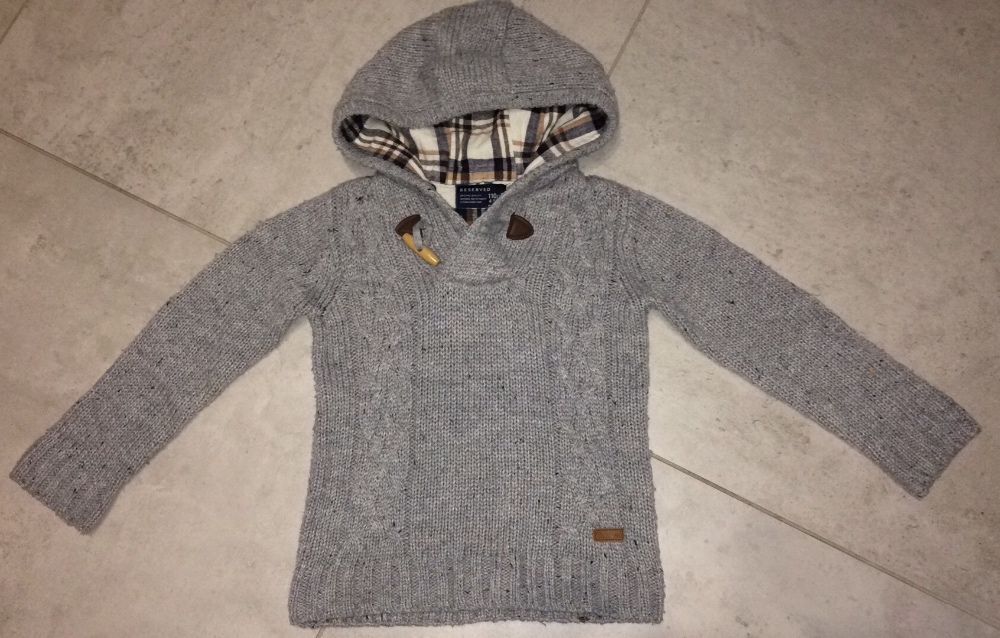 Reserved piękny sweter Sweterek z kapturem dla chłopca 110 cm 4-5 lat