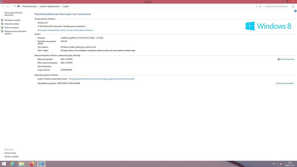Zestaw komputerowy DELL Vostro i3-4170/4GB/500GB/Win8.1 + monitor DELL