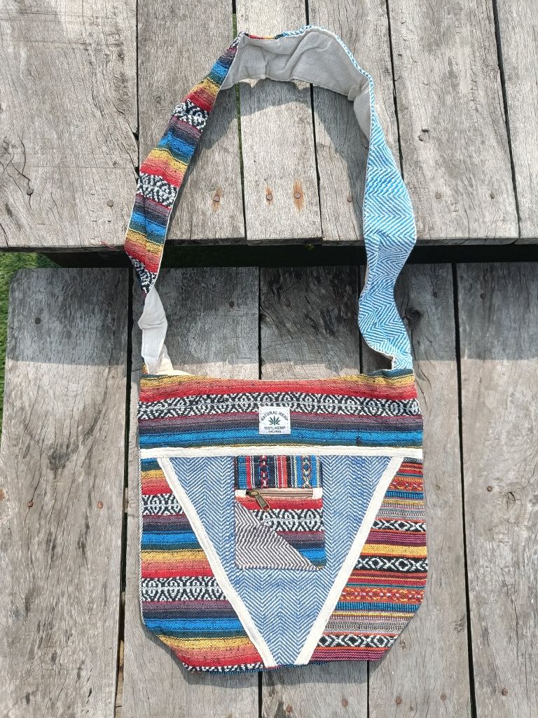 Torba konopna na ramię hippie boho hemp free