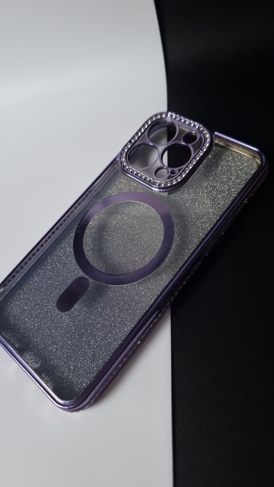 Etui do iPhone 14 Pro Max 5G, plecki błyszczę 2w1 Smukły case z diamen