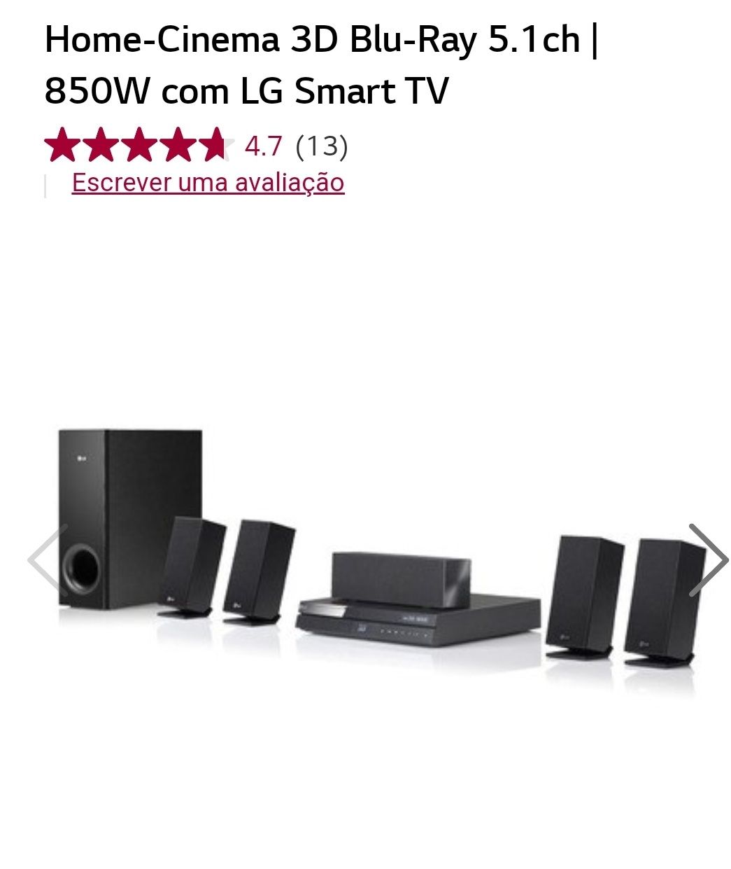 Home-Cinema LG SMART TV 850W