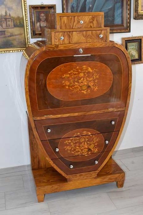 Sekretera Biedermeier Art Deco - Sekretarzyk Komoda Szafa Otwierana,