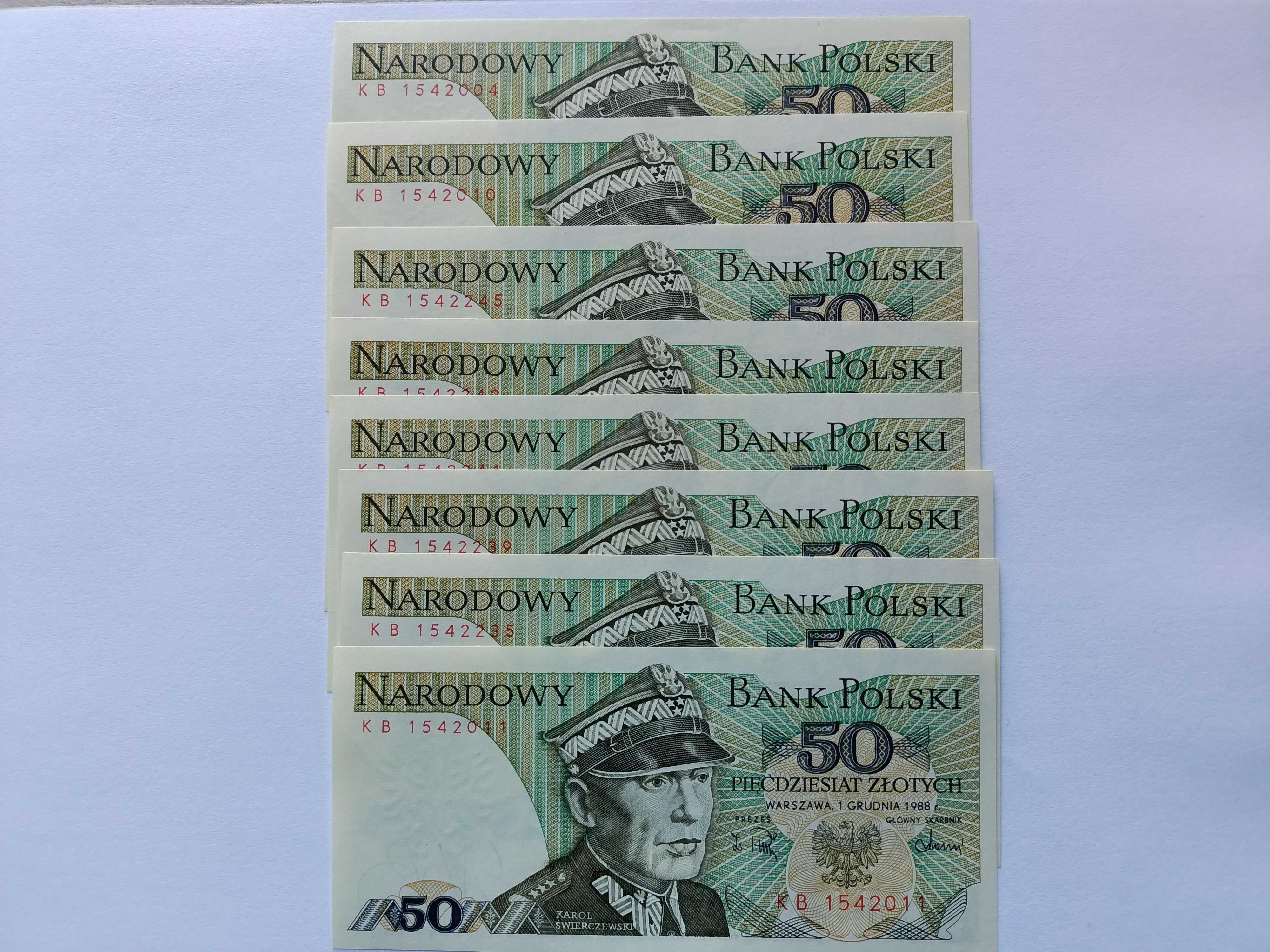 50 Złotych 1988 KB , Karol Świerczewski , stan UNC Bankowy