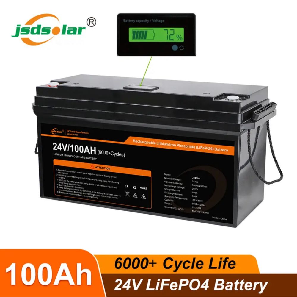 Аккумулятор Jsdsolar 24V 100Ah Lifepo4