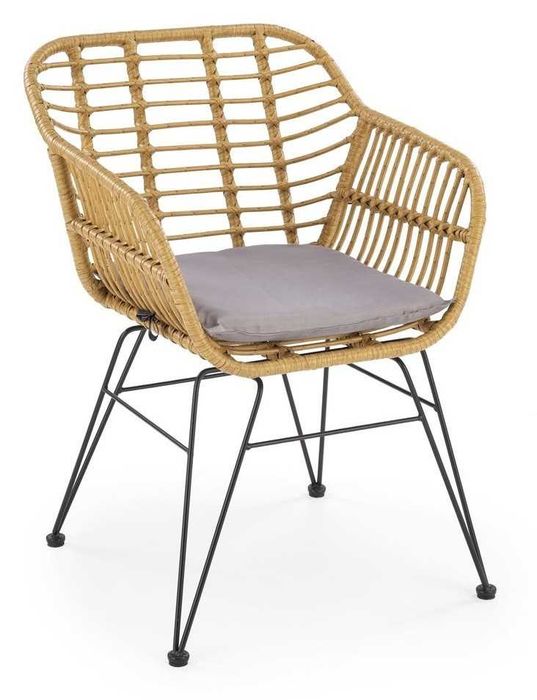 Krzesło rattan syntetyczny K541 kolor naturalny / popielaty ogród dom