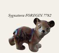 Sygnowana figurka kolekcjonerska niedźwiedzia brunatnego w stylu vinta
