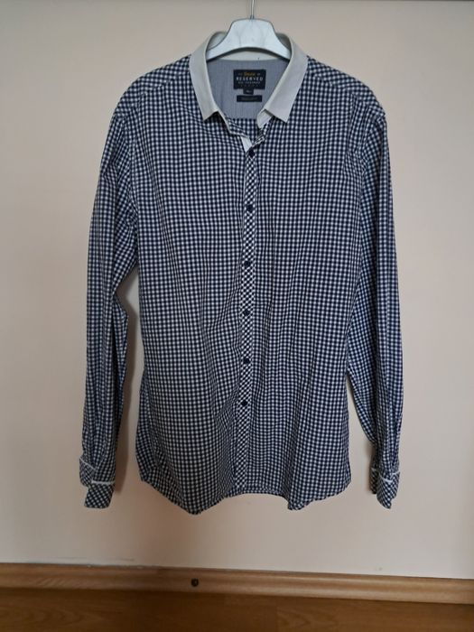 Koszula w biało - granatową kratkę Reserved r. XL