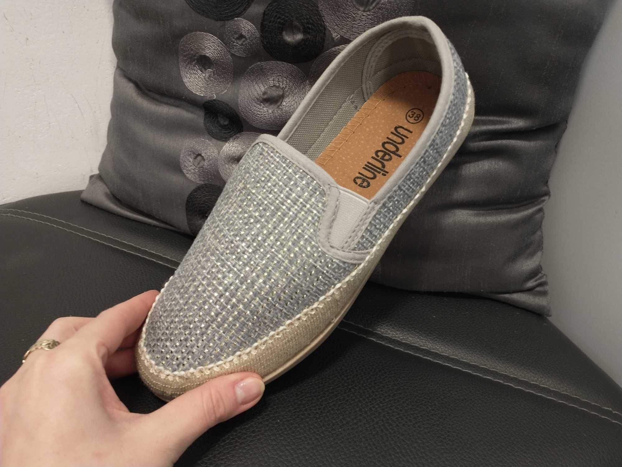 R 37 Nowe buty damskie tenisówki wciągane lekkie wygodne szare 23,5cm