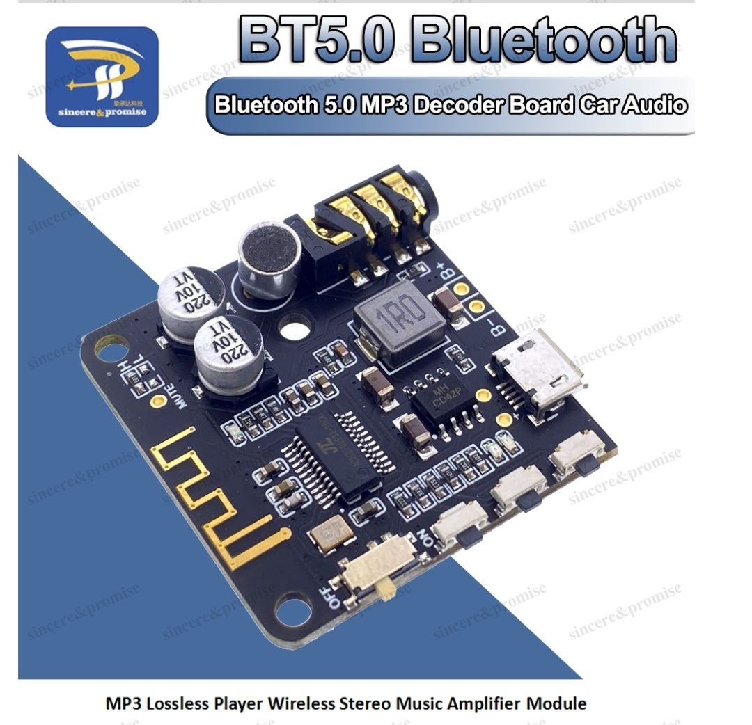 Bluetooth аудио приемник  5,0 MP3 + пульт, микрофон. TF - card.