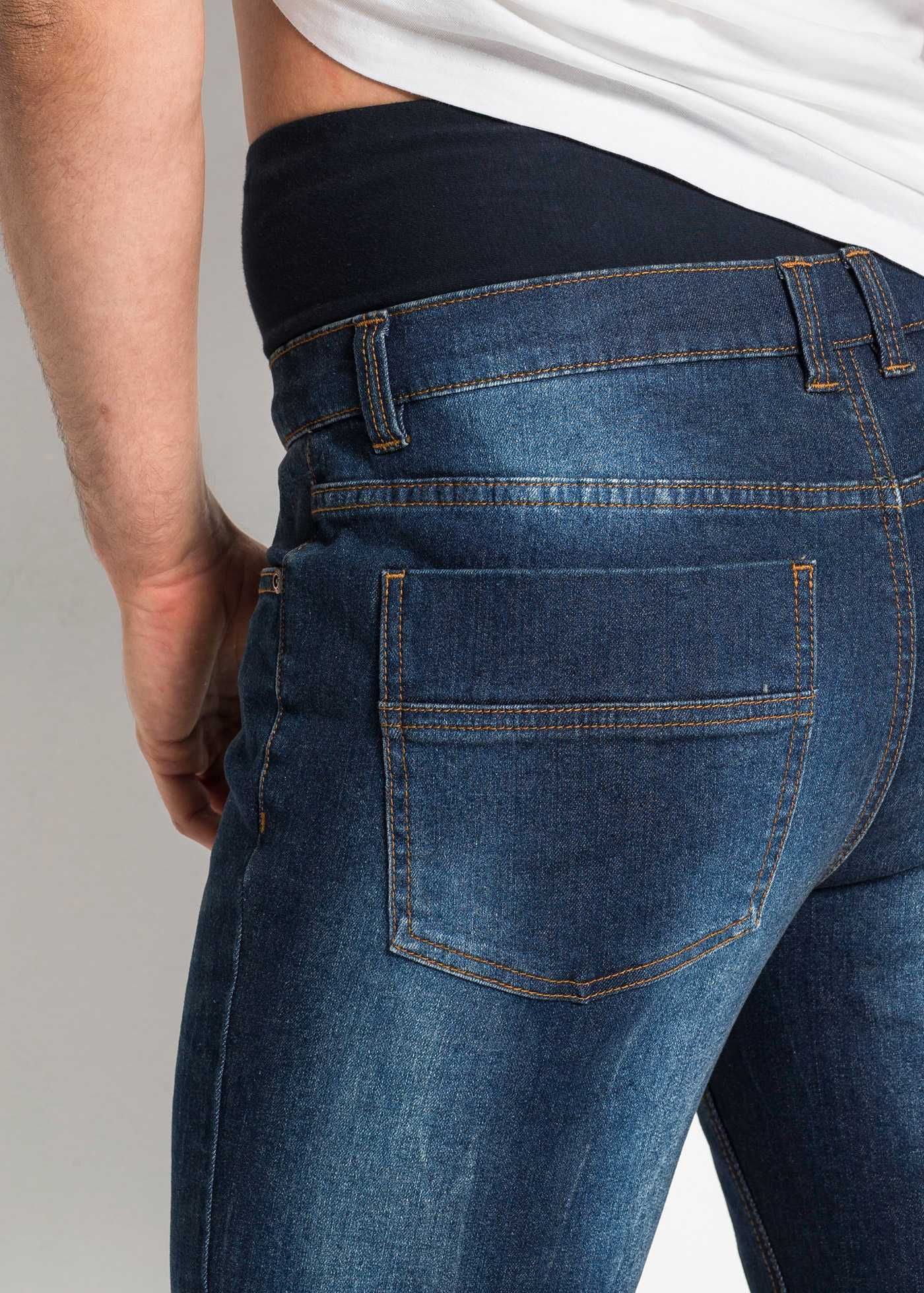 Jeans męskie z doszytym ocieplanym  jersey paskiem R 50