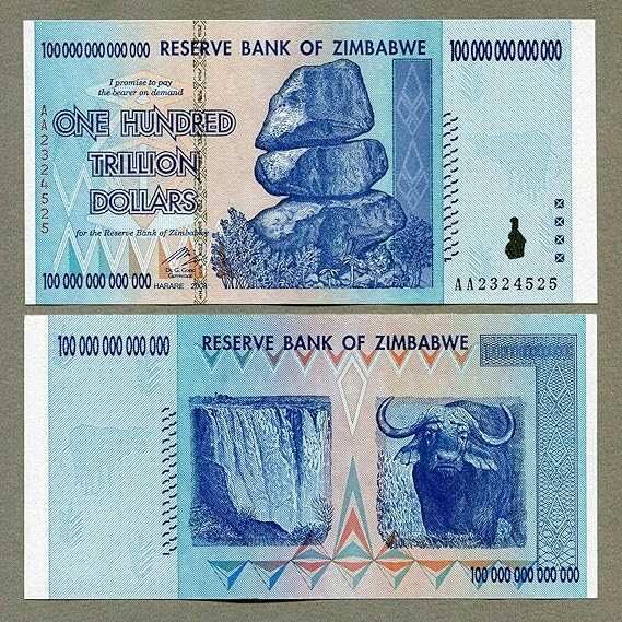 Banknot kolekcjonerski 100 Trillionów Dolarów Zimbabwe UV UNC